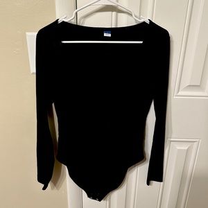 Black ribbed square-neck bodysuit size L